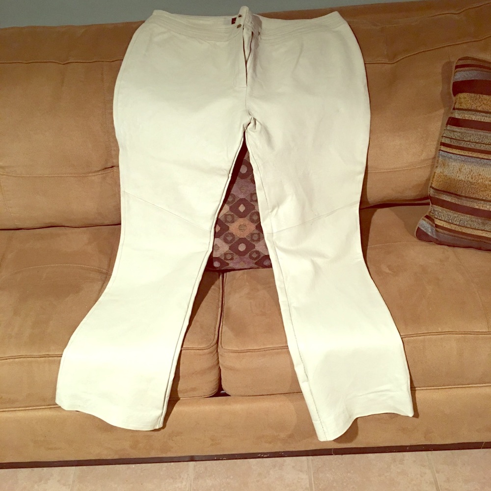 (SOLD ) Off white Leather full length pants